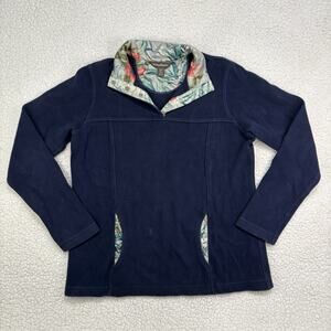 Tommy Bahama Womens 1/4 Snap T Sweatshirt Pullover Size Small Navy Floral Lined
